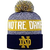 LogoFit NCAA Team Color-Embroidered Logo -Cuffed Knit Skully Beanie Pom Hat-OSFM