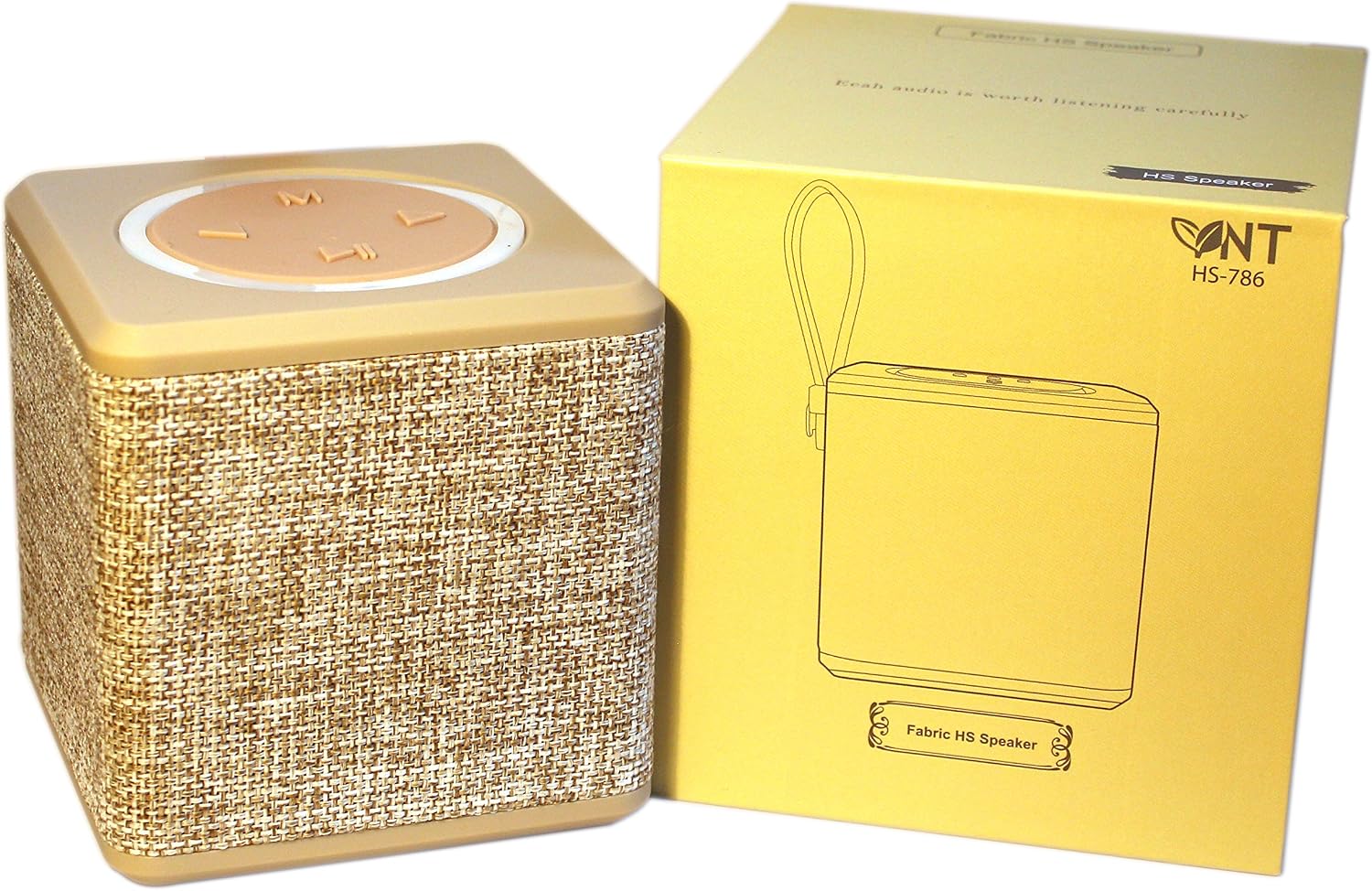 NT HS-786 Wireless Portable Travel Bluetooth Fabric Speaker Radio, 5W Driver, 10 Meter Bluetooth Range, AUX Line, TF Card Slot for iPhone & Android Smart Phone (Cream) - Image 4