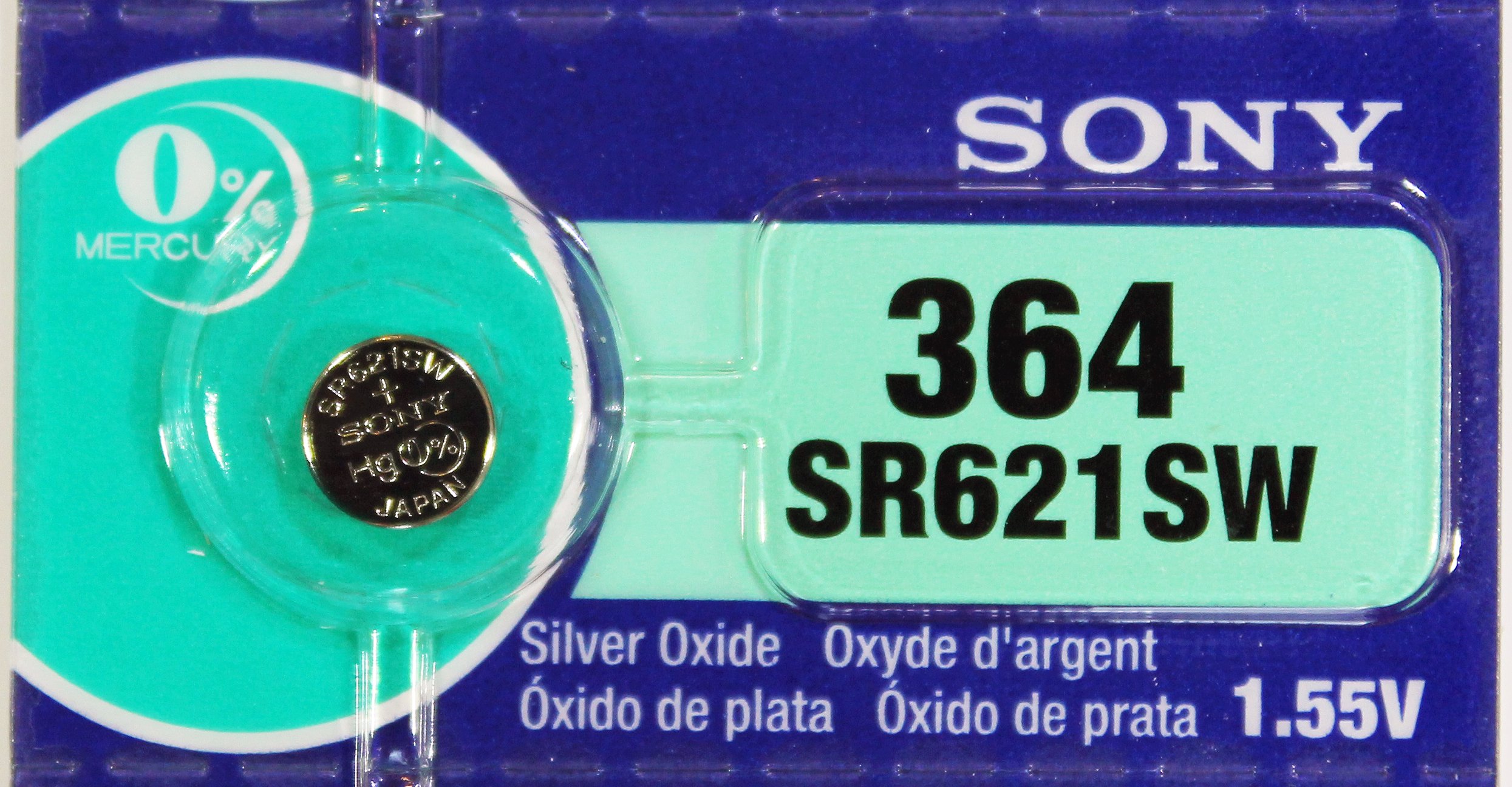 Sony 377 (SR626SW) 1.55V Silver Oxide 0Hg Mercury Free Watch Battery (2 Batteries