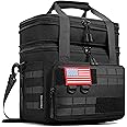 RalChyez Tactical Lunch Box, 20L Large Heavy Duty Double Deck Insulated Lunch Bag Leakproof Expandable Tote Cooler with Shoulder Strap for Adult Men Women Work Fishing Picnic Travel Black