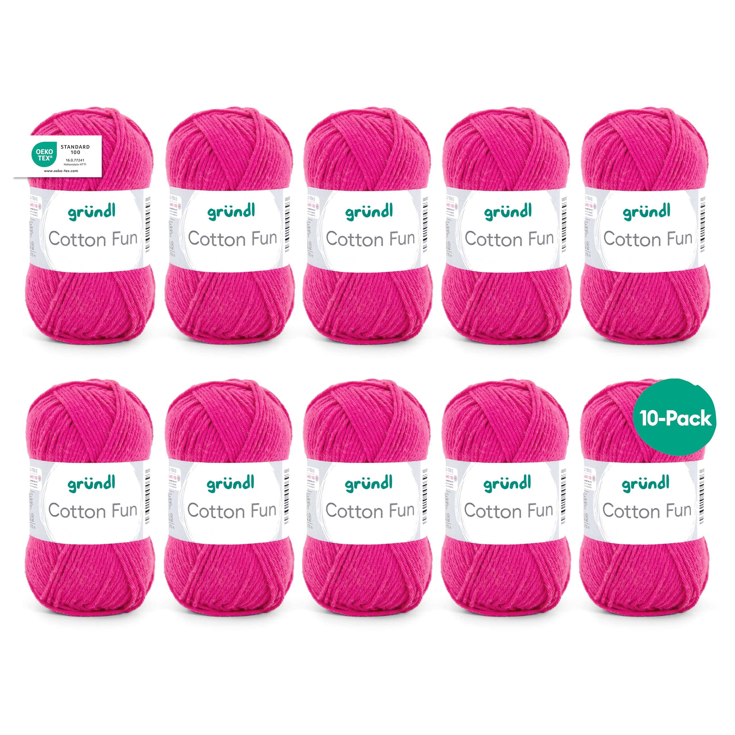 Gründl Cotton Fun Wool Cotton, fuchsia, 27.00 x 11.00 x 07.00 cm