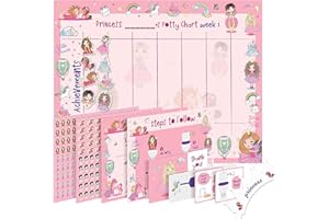 ATHENA FUTURES Potty Training Chart for Toddler, Girls, Sticker Chart for Potty Training, 4 Week Reward Chart, Certificate, Instruction Booklet, Reward Sticker Chart - Princess Design