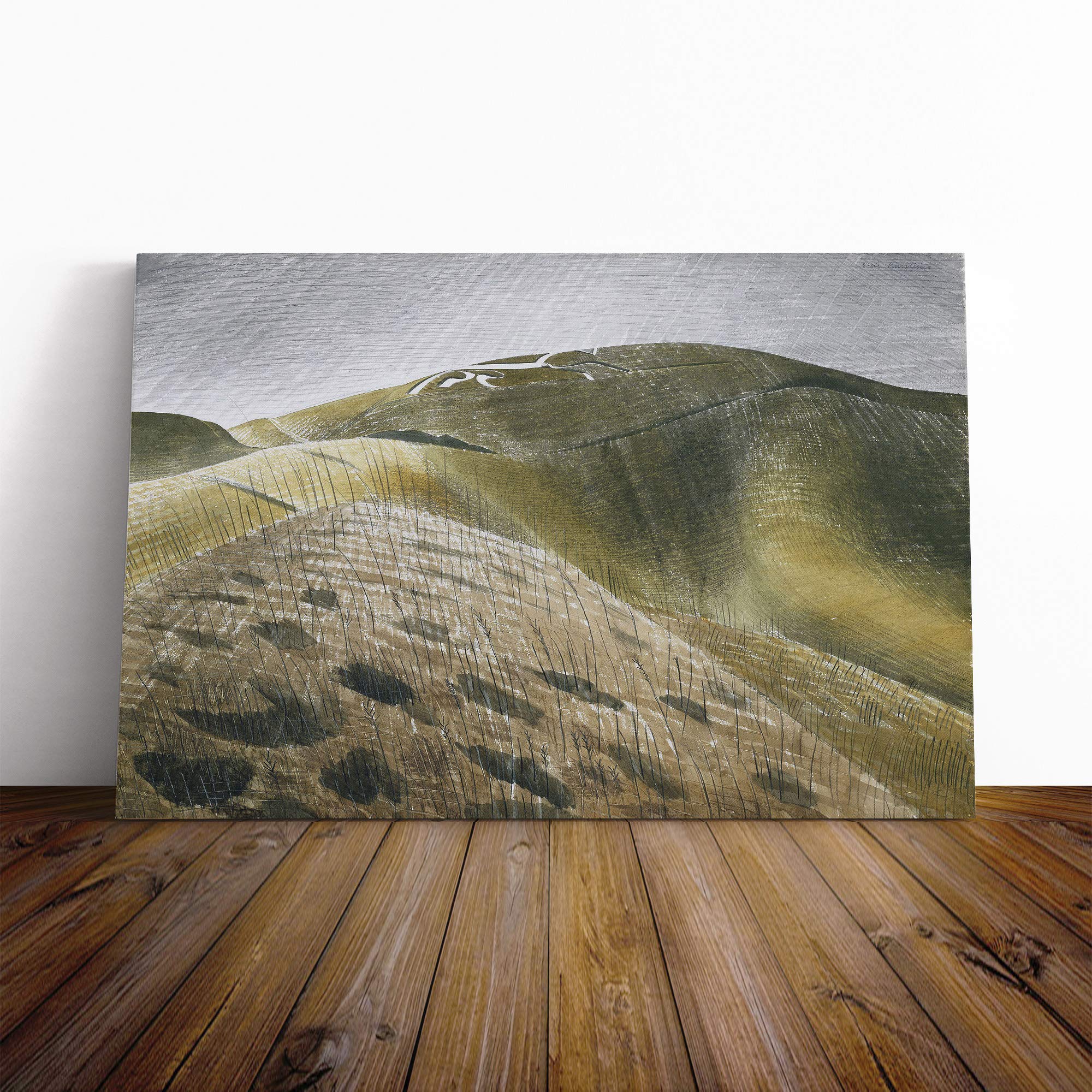 Eric Ravilious Vale of The White Horse Canvas Print | Gallery Wrapped 30mm Frame Wall Art | 20x14 inches | Ready to Hang | Modern Animals Picture | Living Room Bedroom Lounge Office