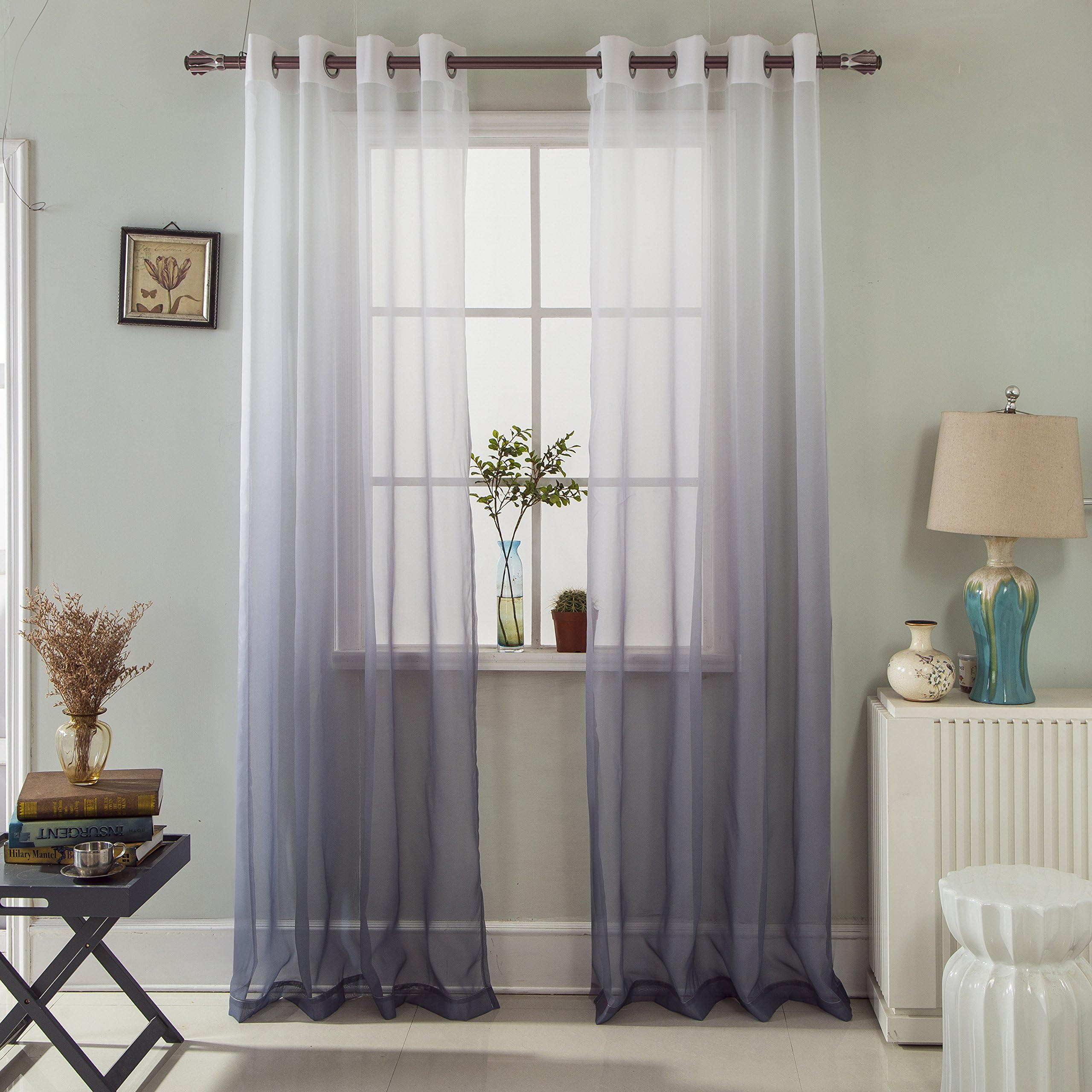 GyroHome Gradient Color Tulle Voile Sheer Curtains Home Decorations for Bedroom, Living Room Energy Saving Privacy Protection, Sold in Pair