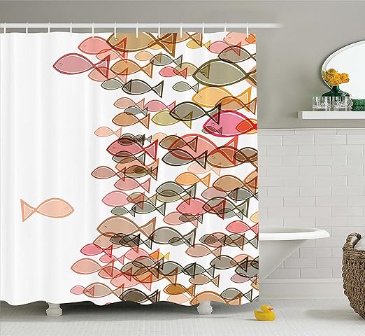 Amazon Com Ambesonne Nautical Shower Curtain Fish Flock Facing