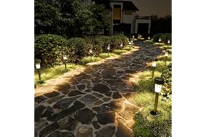 SOLPEX 16 Pack Solar Outdoor Lights Pathway, Stainless Steel Solar Lights Outdoor Waterproof,LED Landscape Lighting Solar Walkway Lights for Landscape/Patio/Lawn/Yard/Driveway-Warm White