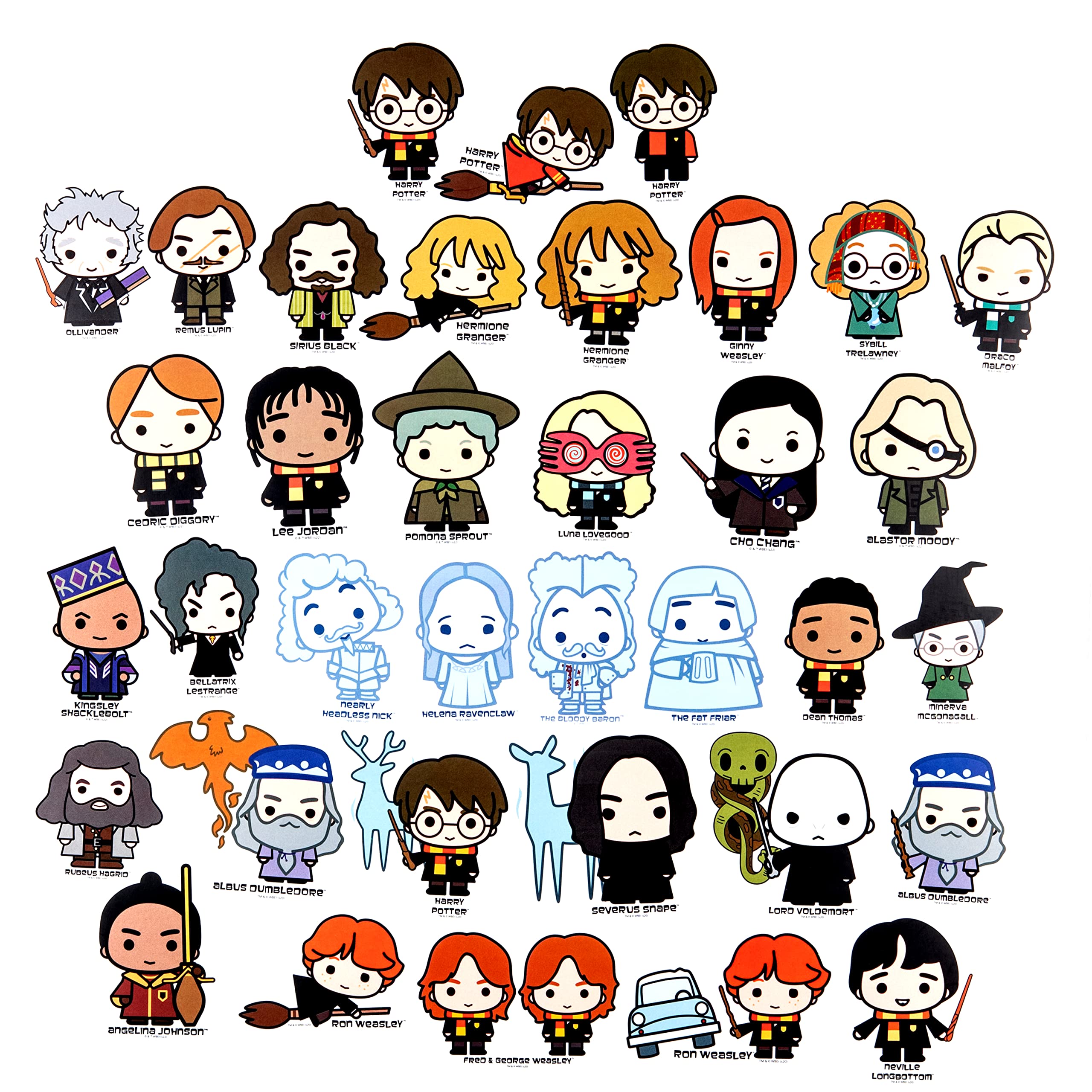 Conquest Journals Harry Potter Chibi Vinyl Decal Stickers, Set of Unique Sticker Decals, 5 Holograms, Waterproof, UV & Scratch Resistant, Great for Gadgets, Officially Licensed (White Vinyl, 60-Pack)