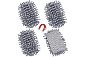 KINYFY 4 Pcs Magnetic Microfiber Shag Whiteboard Erasers, Magnetic Dry Erase Board Erasers, Shag Washable Dry Eraser for Markers, Chalk, Home, Classroom Office Supplies (Grey)