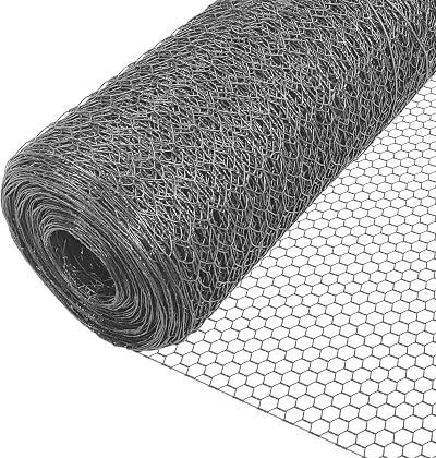 VOUNOT PVC Coated Hexagonal Chicken Wire Mesh 1m x 25m 25mm Grey