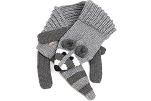 PEPPERCORN KIDS Kids Animal Character Double-Layer Knitted Scarf - Fun Critter Design for Children All Ages