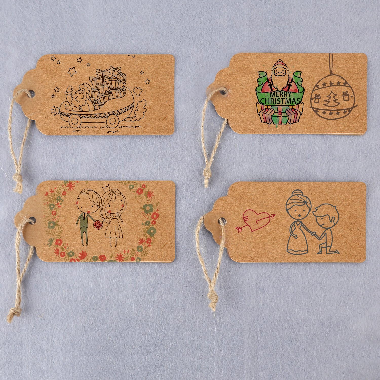 Gift Tags, 120 PCS Kraft Paper Tags for Wedding Brown Rectangle Craft Hang Tags with Free 100 Feet Natural Jute Twine …