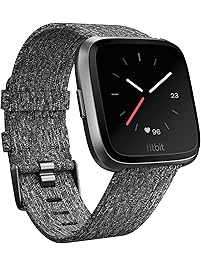 Fitbit Versa Special Edition Smartwatch, Charcoal Woven, One Size (S & L Bands Included)