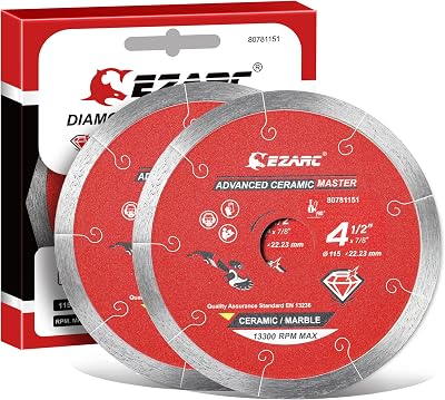 EZARC 115mm Diamond Cutting Discs Continuous Rim 2-Pack Wet Cutting