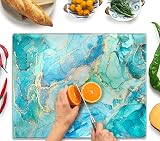 Kitchenville Turquoise Glass Chopping Board 40x30cm Tempered Heat Resistant