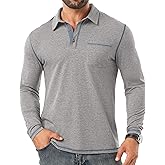 Sailwind Mens Long Sleeve Polo Shirts Cotton Fashion Casual Classic Collared Golf Shirts
