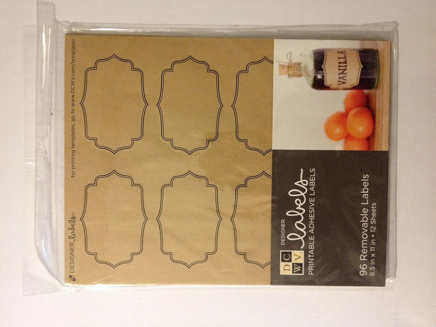 Dcwv Designer Removable Labels Kraft Printable Labels With Template 96 Labels 12 Sheets Total