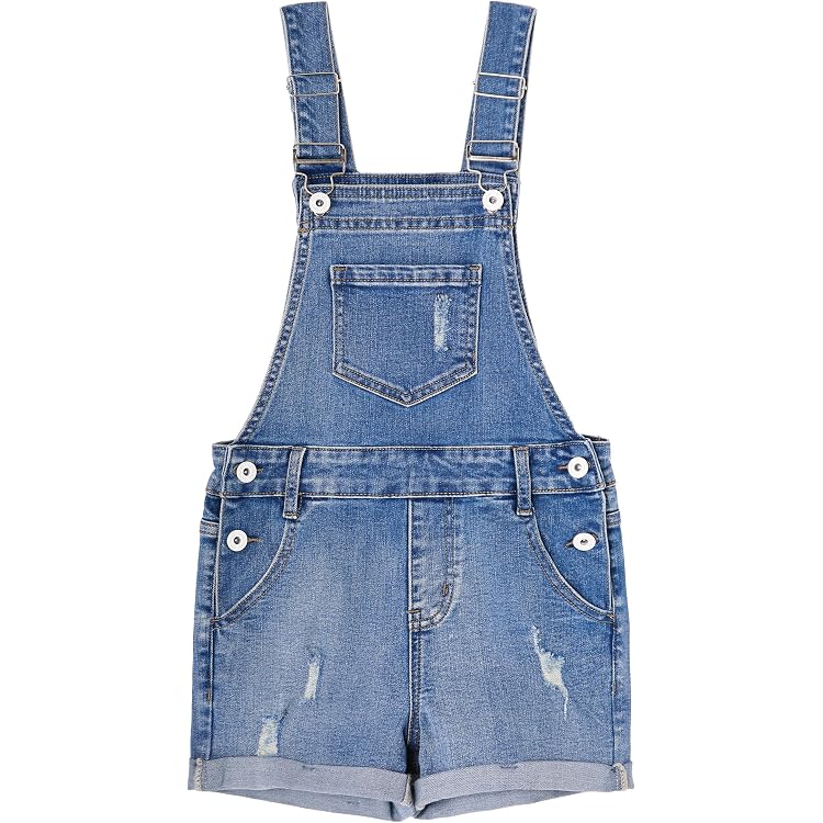 Salopette Jean Fille KIDSCOOL SPACE - Short Déchiré Bleu - Taille 4-5 Ans