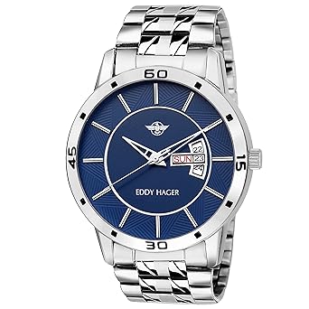 Analogue Time Teacher Day and Date Blue Dial Mens Watch - EH-216-BL