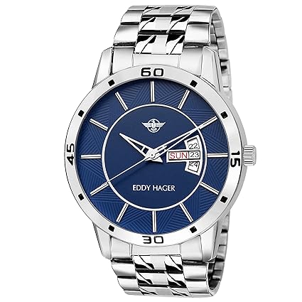 Analogue Time Teacher Day and Date Blue Dial Mens Watch - EH-216-BL