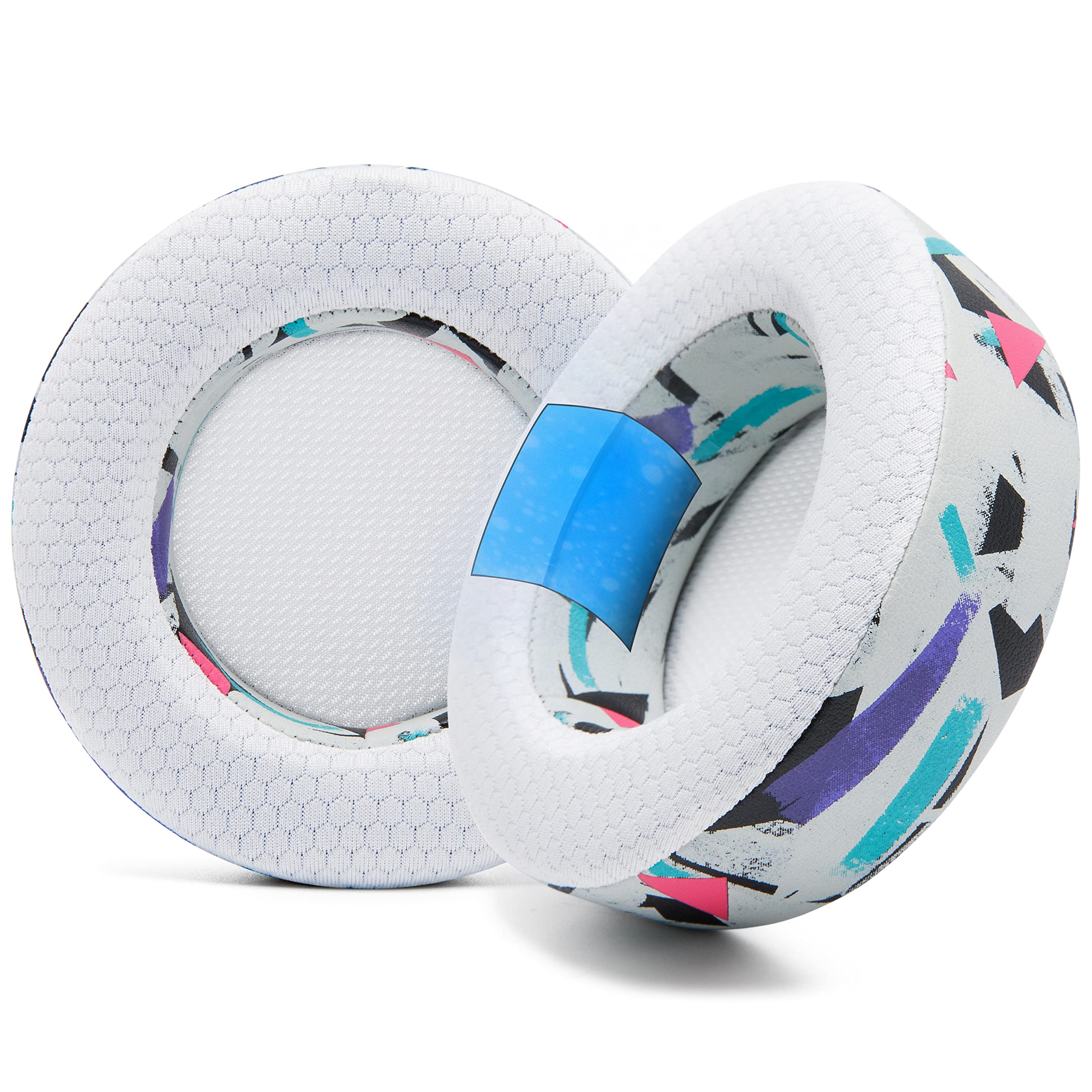WC FreeZe Virtuoso - Hybrid Fabric Cooling Gel Replacement Earpads For Corsair Virtuoso Gaming Headset, Made by Wicked Cushions, Improved Durability, Thickness and Sound Isolation | 90s White — image 1