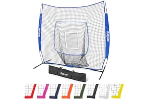 GoSports 7 x 7 ft Baseball & Softball Nets - Available in Team Colors - Batting & Pitching Net with Strike Zone