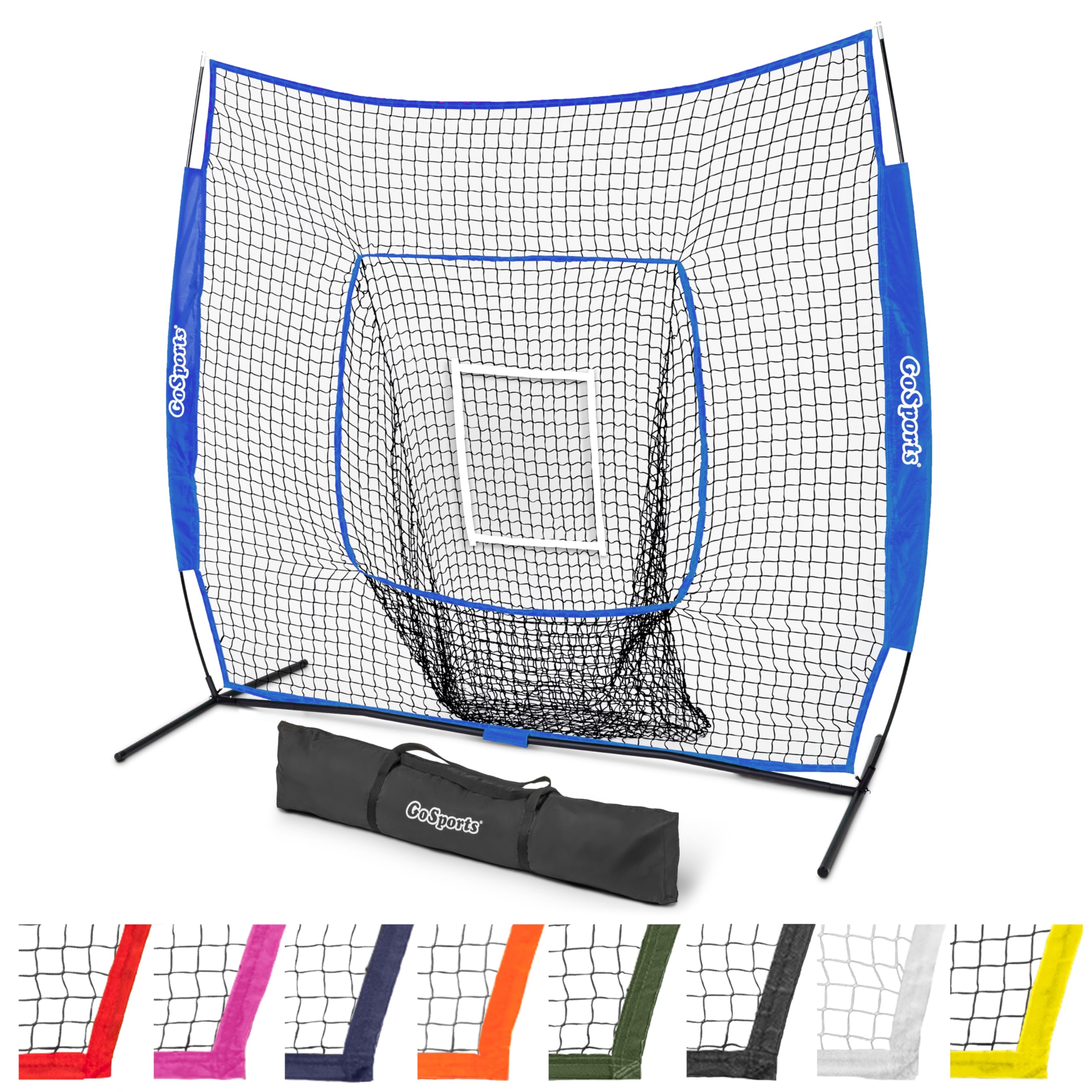 GoSports Team Tone 7 ft x 7 ft Baseball & Softball Practice Hitting & Pitching Net in Team Colors - Royal Image