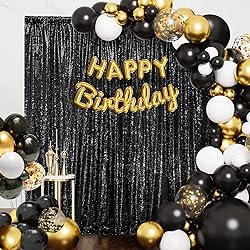 Black Sequin Backdrop Curtain 7ft x 7ft Glitter