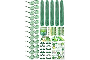 LENOAPHYS St Patricks Day Accessories for Women St Pattys Accessories Decorations Party Favor Packs Bulk Glasses Wristbands Necklace Green Beard Tattoo Stickers Slap Bracelets