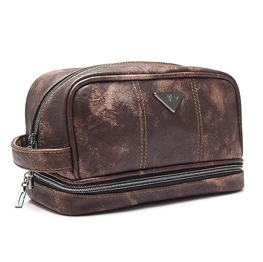 Toiletry Travel Bag for Men Large Leather Dopp Kit Mens Toiletries