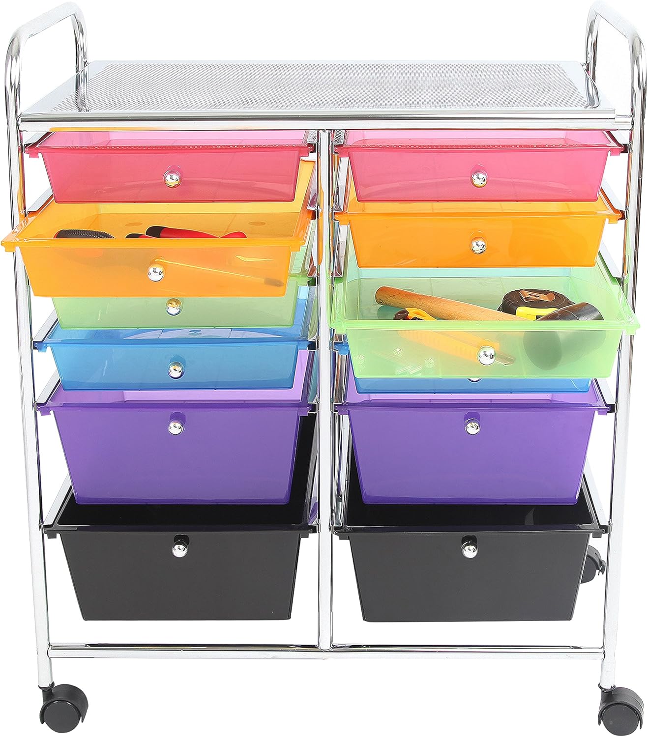 Finnhomy 12 Drawer Organizer Cart Utility Cart Rolling Storage Cart Smoke Drawer Studio Trolley Office Suppliers for Home School Beauty Salon Storage : Office Products