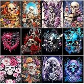 BWFY 12 Pack Skull Diamond Painting Kits for Adult, 5D Diamond Art Kit Paint by Number for Beginners, DIY Paint with Round Full Drill Diamonds Paintings Art for Home Wall Decor Gift (Skull)