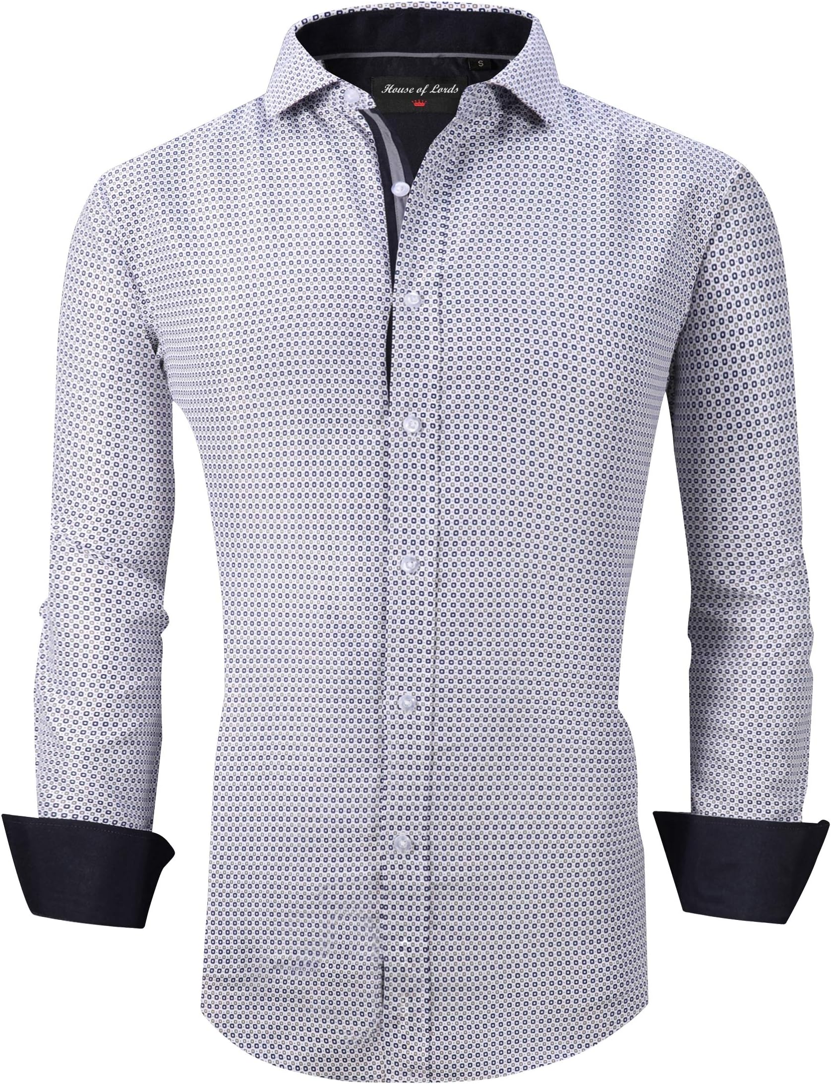 House of Lords Mens Dress Shirts Easy Care Regular Fit Long Sleeve Printed Casual Button Down Shirts