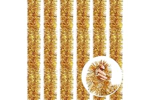 LITLANDSTAR 118 Feet Gold Christmas Tinsel Garland, Metallic Twist Garland Shiny Hanging Foil Tinsel Garland for Christmas Tree Home Office Party Decoration