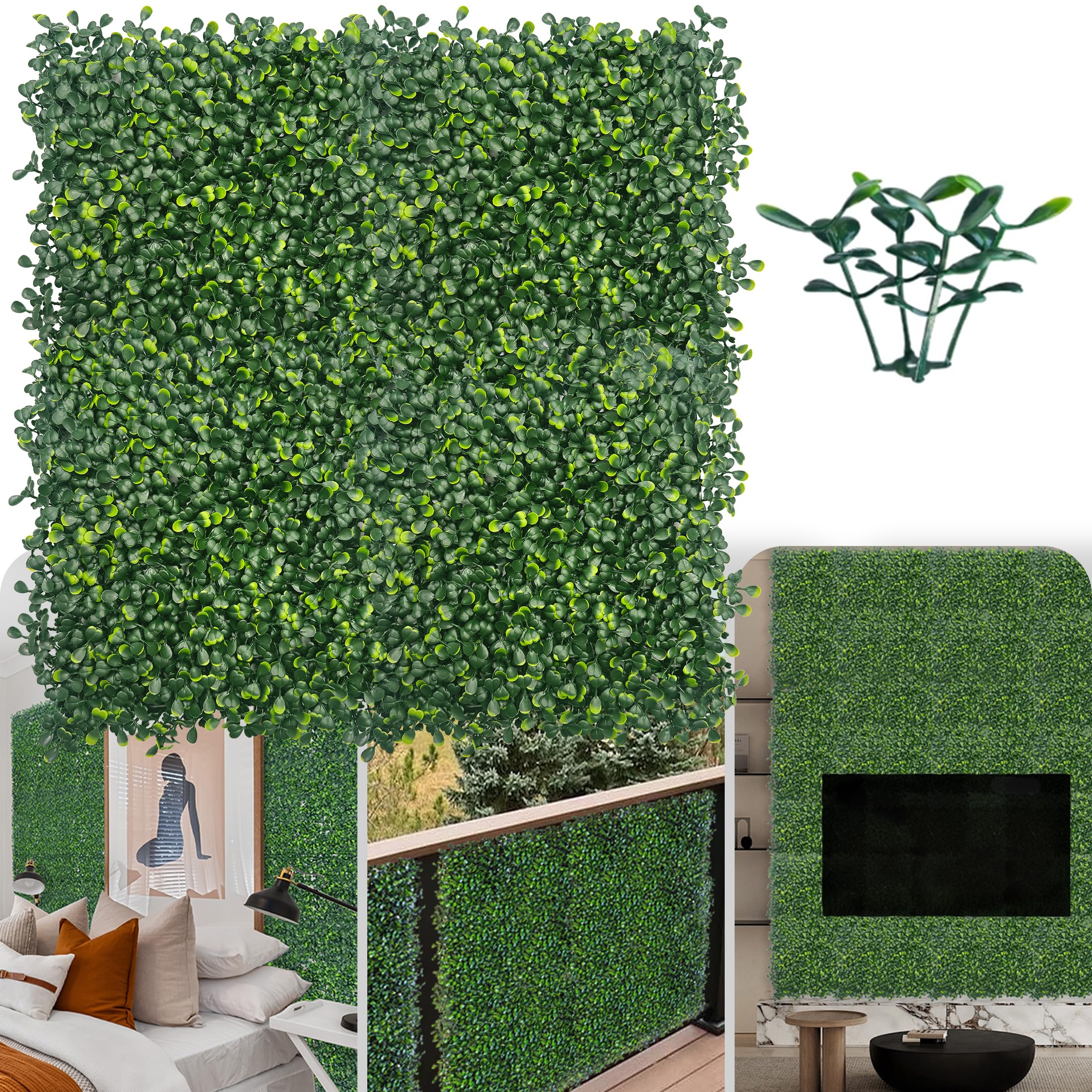 Photo 1 of ODTORY Artificial Grass Wall Panel Backdrop,10 X 10 in 16P(11.2 sqft) UV-Anti Greenery Boxwood Panels for Indoor Outdoor Green Wall Decor & Ivy Fence Covering Privacy