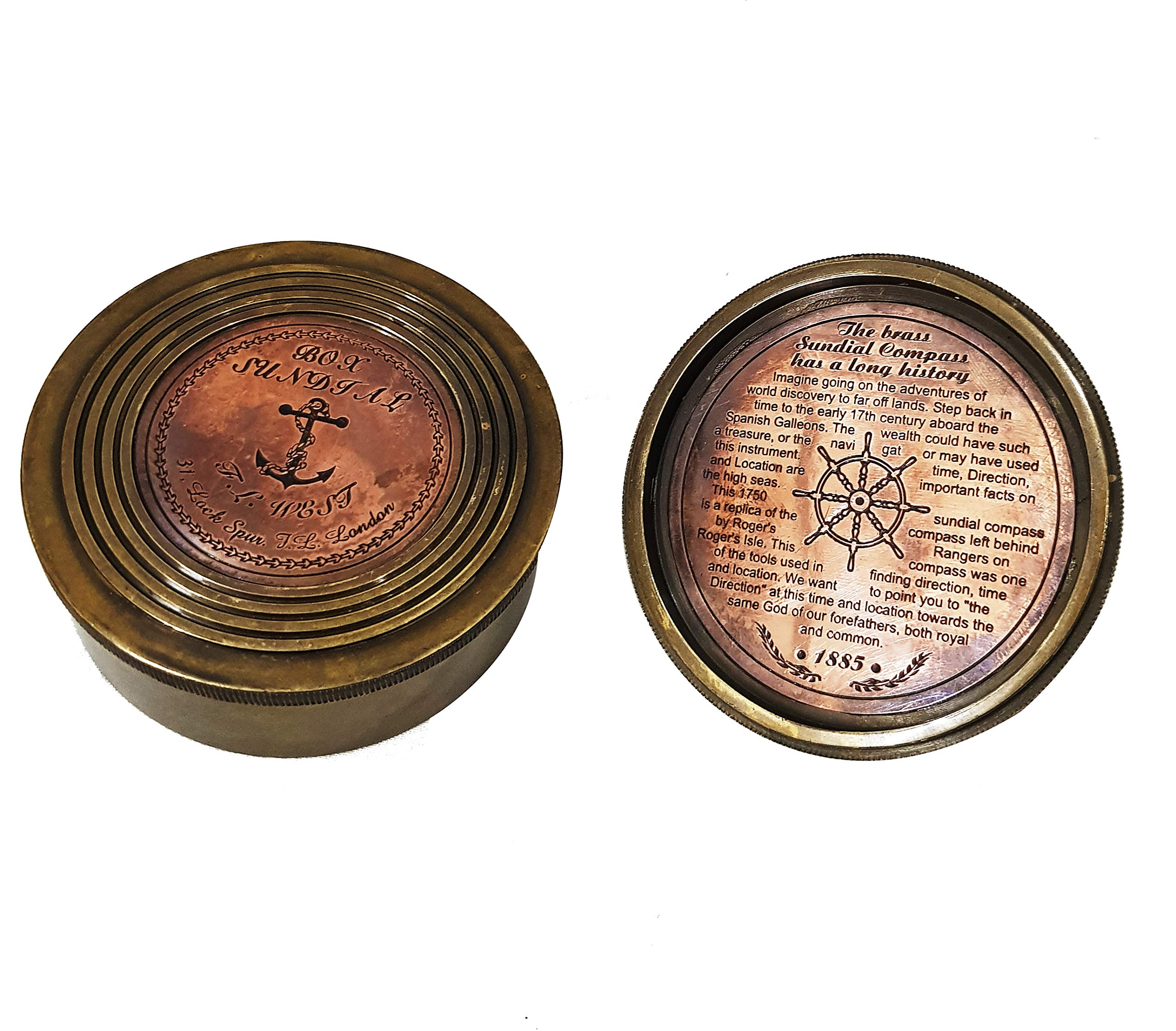 アンティーク 真鍮 航海船 セーラーデバイス 航海 ハンドメイド マリン ヴィンテージ 刻印 日時計 コンパス コレクター向けギフト