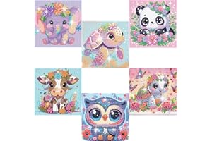 ACELII 6 Pack 5D Cartoon Diamond Painting Kits for Beginners, Cute Animals DIY Diamond Art Kit, Full Round Drill Big Gem Art, Home Wall Decoration 6X6 inch