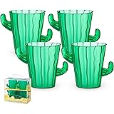 True Zoo Cactus Shot Glasses, Holds 2 Ounces, Set of 4, Green, Novelty Succulent Party Shot Glasses for Cinco de Mayo