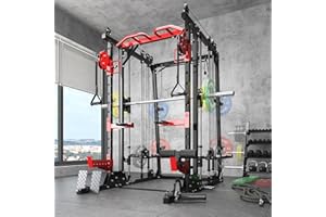 XVD Smith Machine with LAT-Pull Down System & Cable Crossover Machine, 2000LBS Power Cage Rack for Garage Workout & Home Gym