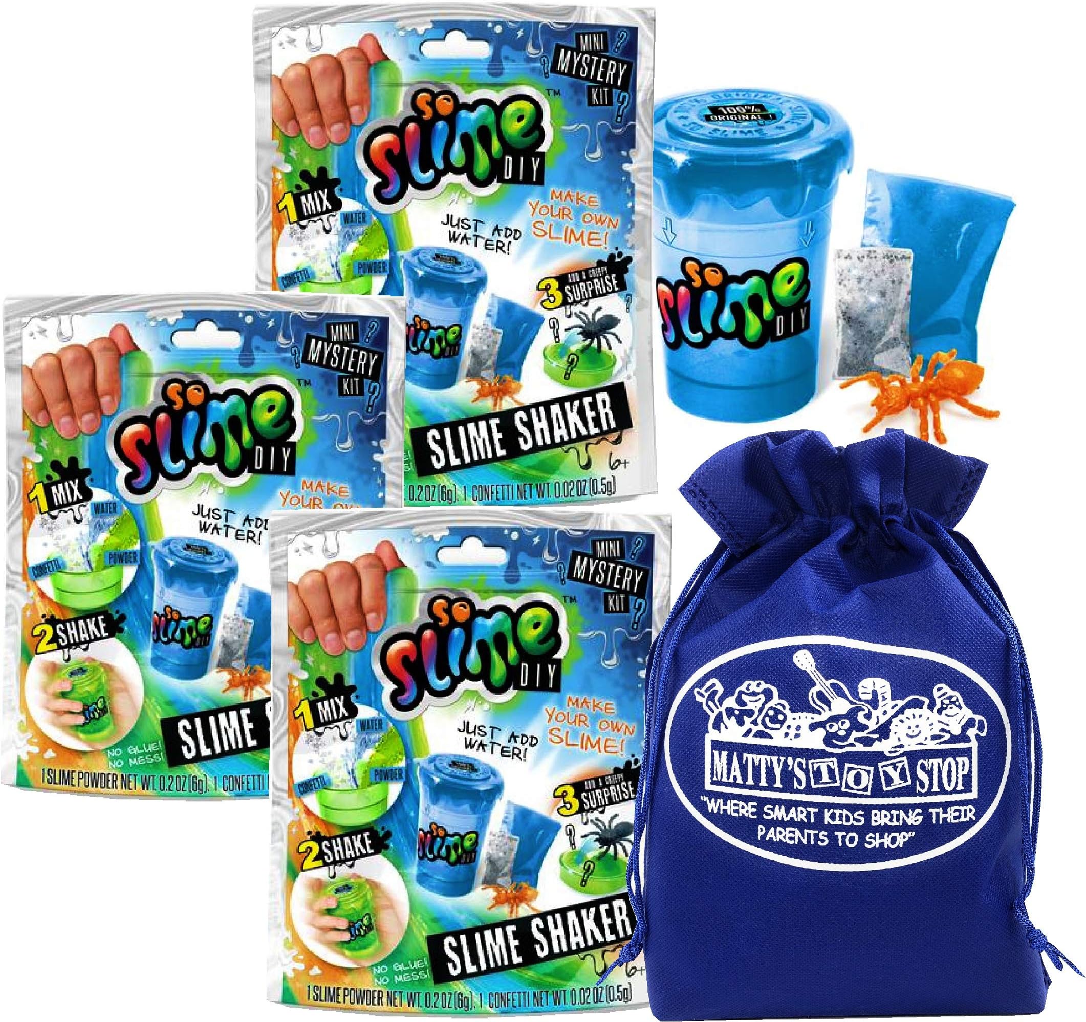 So Slime DIY Slime Shaker/Maker Creepy Critters Blind Pack Gift Set Party Bundle with Exclusive Matty's Toy Stop Storage Bag - 3 Pack (Assorted)