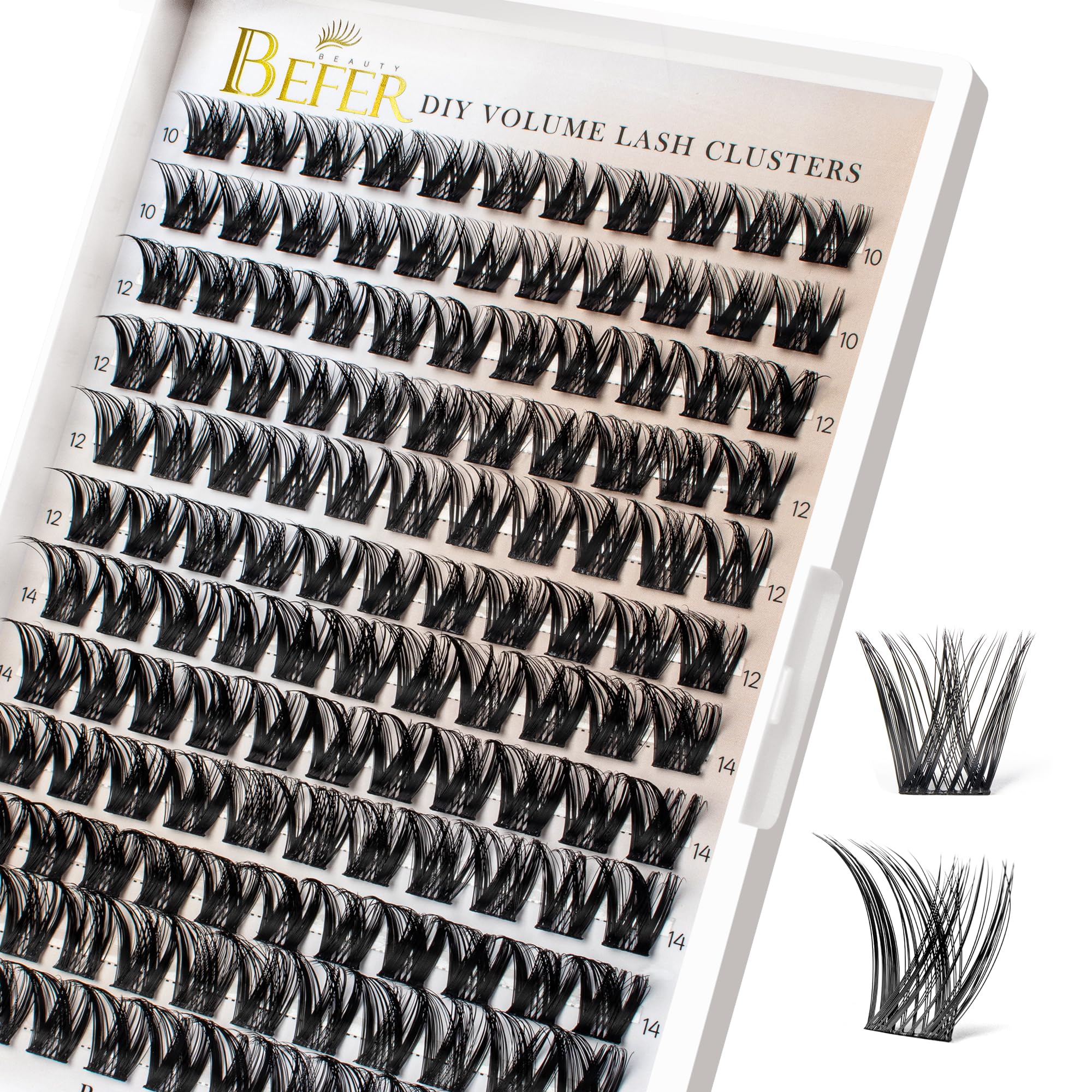 Photo 1 of BEFER Lash Clusters, 132 Pcs D Curl Eyelash Clusters Volume Individual Lashes Extensions 10-16MM Fluffy Cluster Eyelash Wispy Cluster Lashes DIY At Home(FD806)