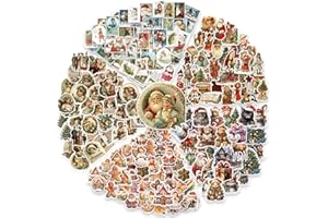 PRSTINCOL 200 Pcs Christmas Stickers Holiday Stickers for Kids Teen Adults,Vintage Xmas Party Sticker Christmas Decoration Winter Sticker Gingerbread Sticker for New Year Party Scrapbook