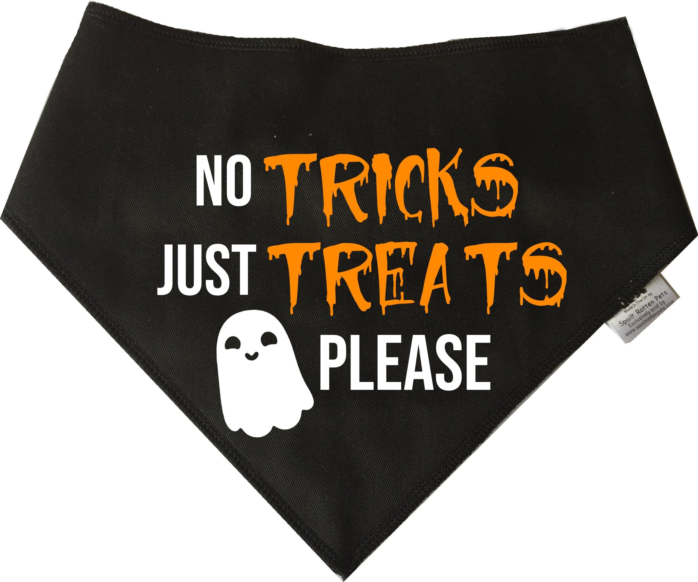Spoilt Rotten Pets, S3 Halloween 'Just Treats' Dog Bandana Costume Trick Or Treat Suitable For Golden Retrievers, Dalmatians, Labrador & Staffie Sized Dogs