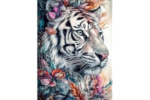 SYBDXJ 5D Diamond Art Painting Kits, Diamond Art Kits for Adults Kids, Full Drill Diamond Rhinestone Arts Craft Picture Embroidery Painting by Numbers for Home Wall Decor, 11.8 x 15.75 inch (White tiger)