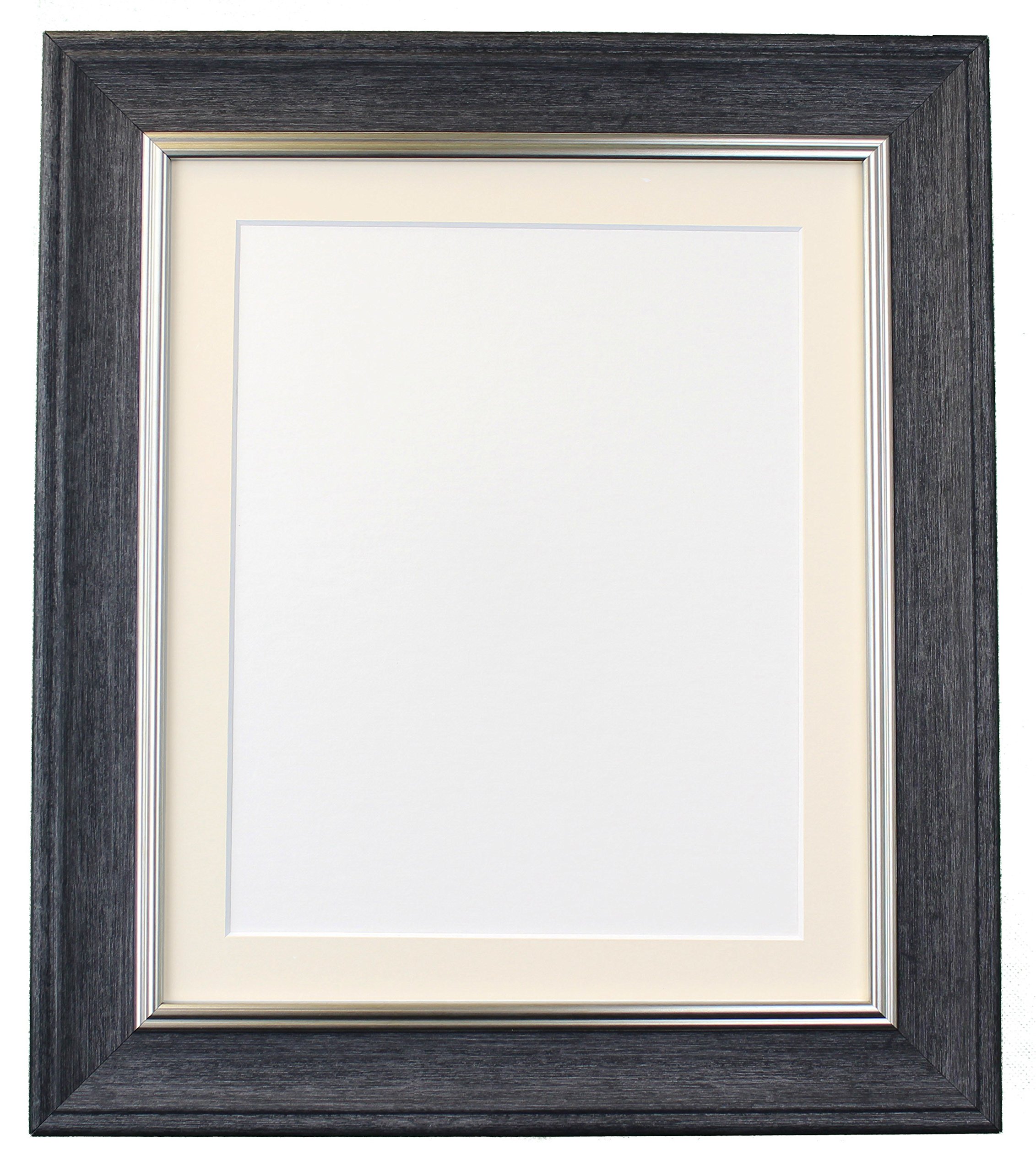 Scandi Vintage Charcoal Grey Picture Photo Frame with Ivory Mount 7 x 5 Image Size 5 x 3.5 inch — image 1