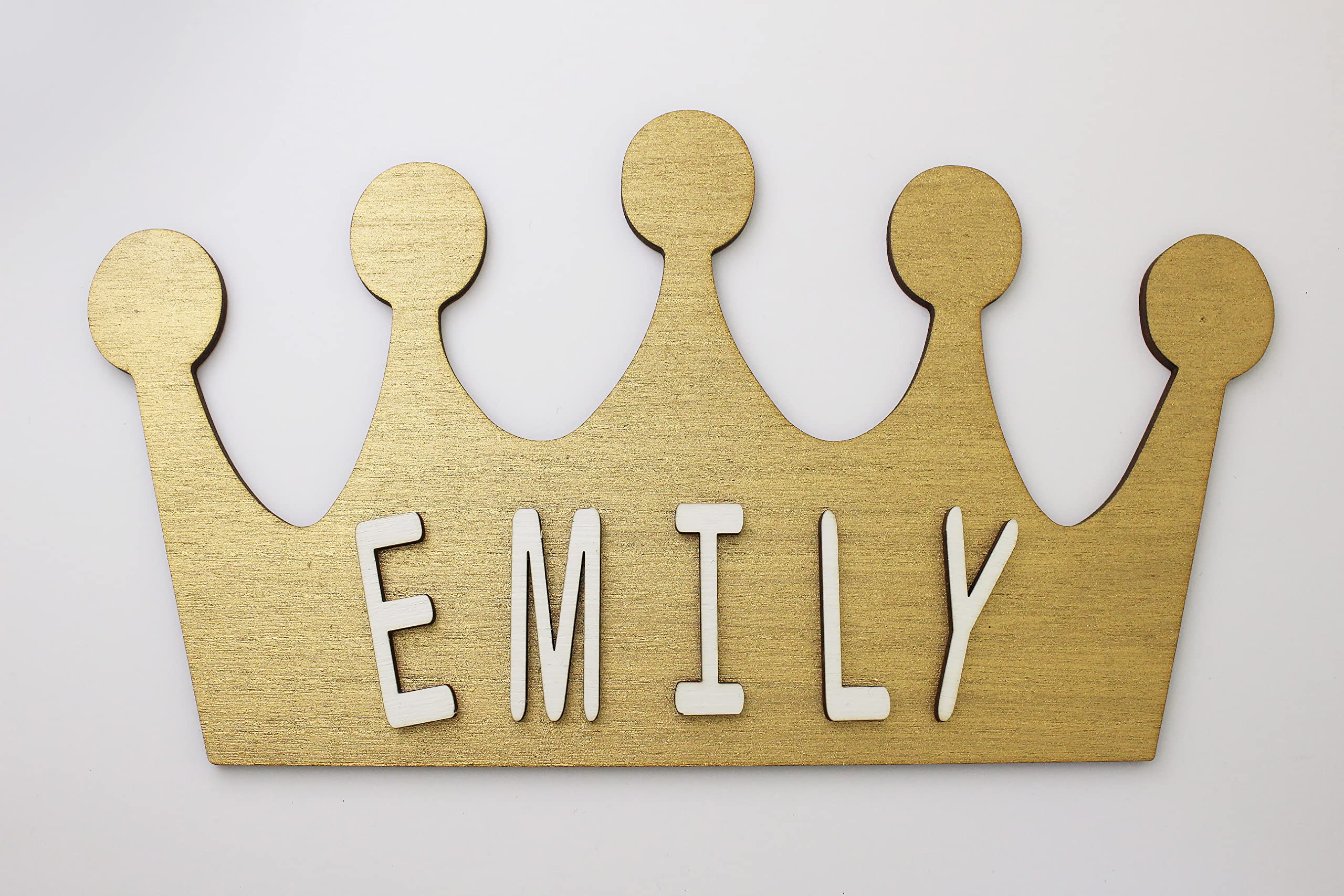 Mia Studio DIY Personalised Name Sign for Kids Room | Personalised Name Plaque for Room Decor | Door Sign | Pet Name Sign (Crown/Golden)