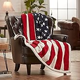 Chanasya Premium Patiotic US Flag Print Sherpa Throw Blanket - Lightweight Microfiber for Couch and Bed - Great Gift for Veteran, Friend, Men, Women, Proud American House (60x70 Inches)