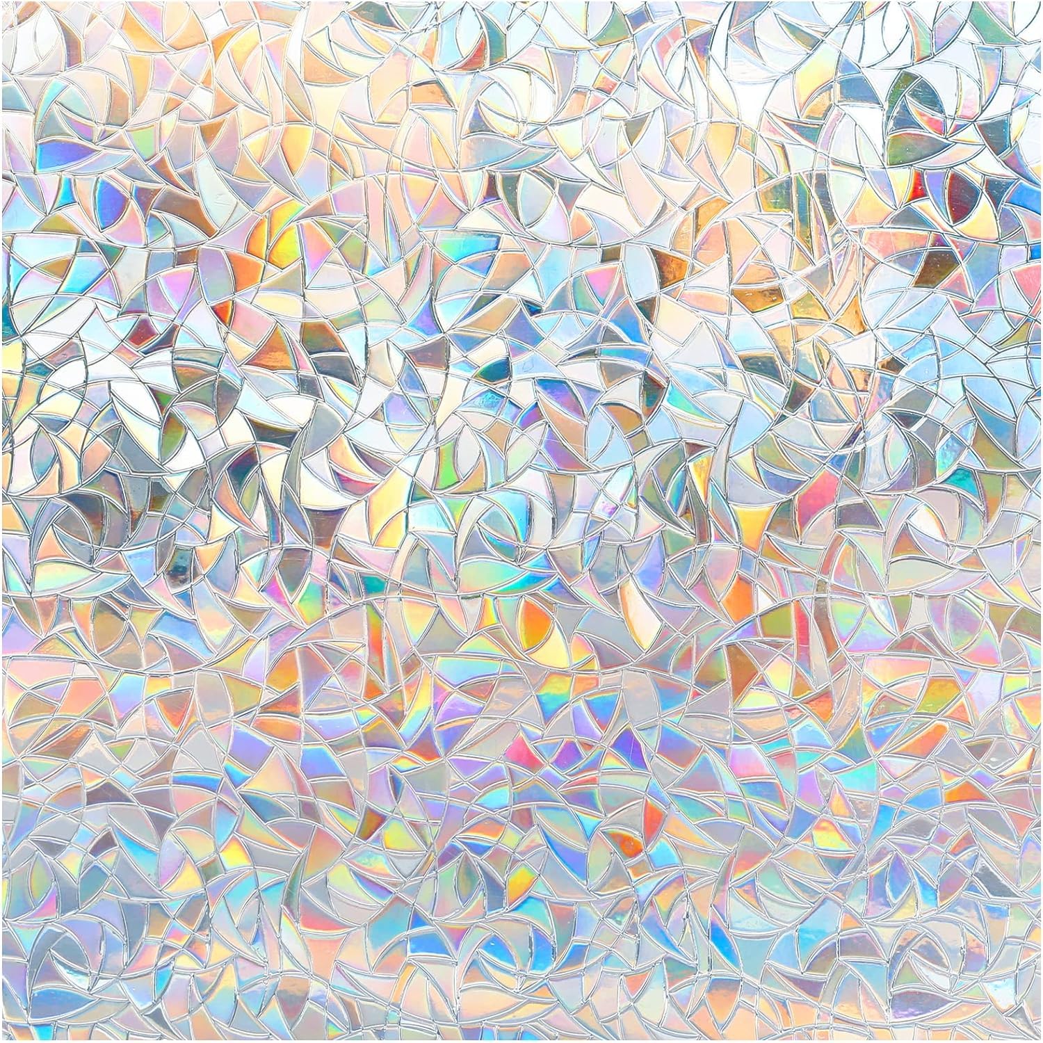 DOWELL Rainbow Window Film Privacy Stained Glass Window Film Non-Adhesive 3D Static Cling Glass Stickers Removable Vinyl Decorative Coverings Rainbow Effect Anti UV for Home Office 44.5 x 300 cm