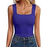 ANRABESS Tank Tops for Women 2026 Summer Square Neck Sleeveless Rib Knit Basic Slim Fit Shirts Casual Basic Workout Clothes