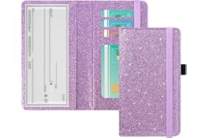 ACdream Checkbook Cover, Leather RFID Blocking Check Book Wallet, Protective Premium Business and Personal Duplicate Checks Holder, with Credit Card Slot for Women Men