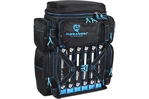 EVOLUTION OUTDOOR Evolution Fishing Drift Series Tackle Backpack, Outdoor Rucksack w/ 6 Fishing Tackle Trays, Heavy Duty